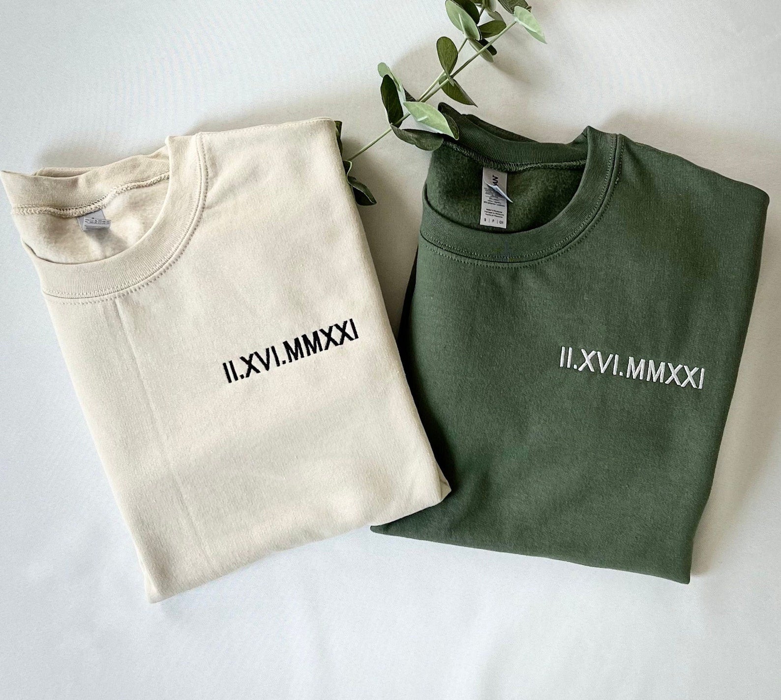 Embroidered Sweatshirt with Initials on Sleeve, Roman Numeral