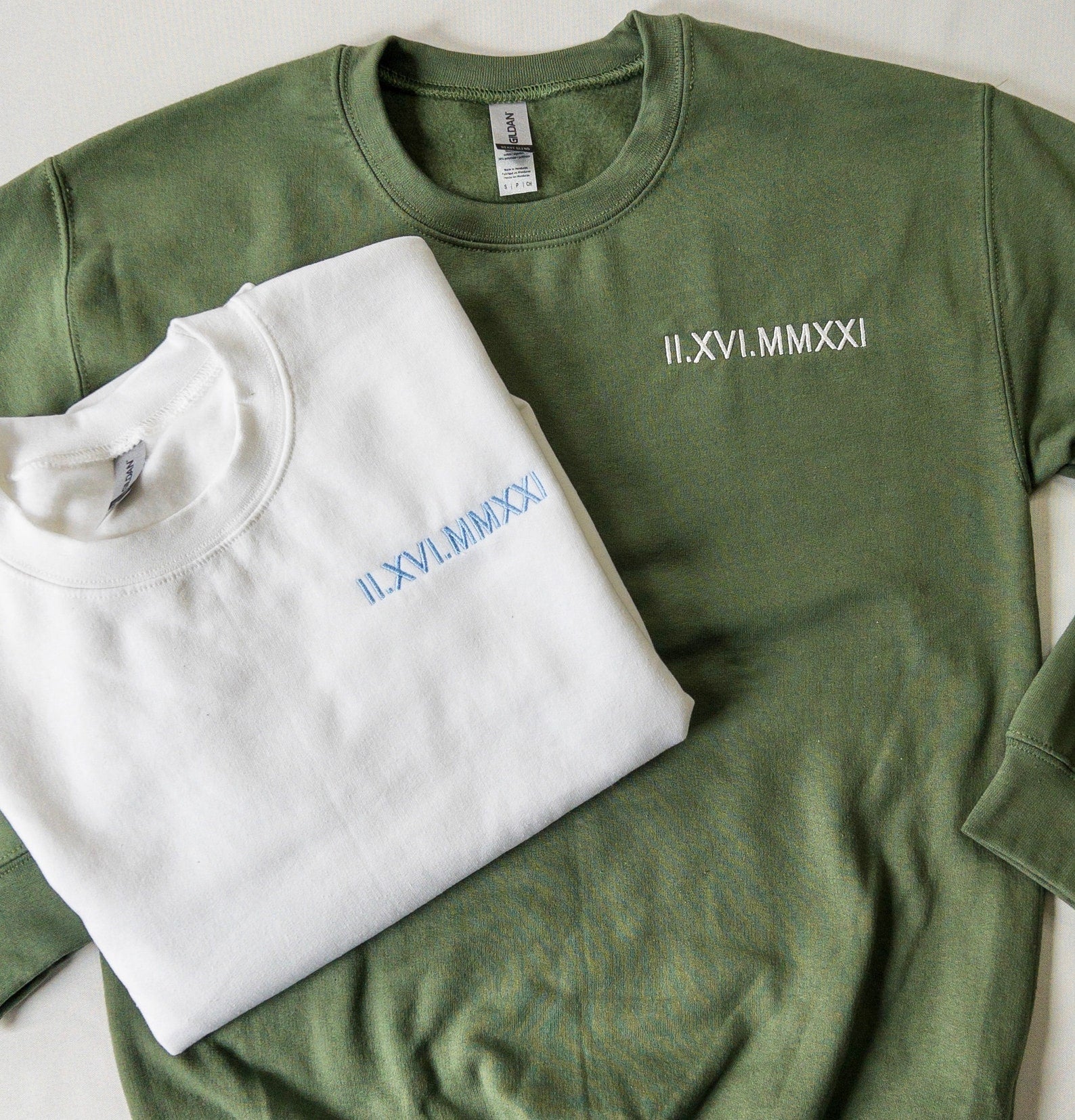 Embroidered Sweatshirt with Initials on Sleeve, Roman Numeral